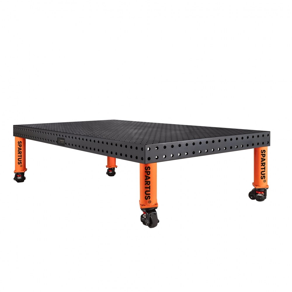 Stół spawalniczy SPARTUS MAXIMUS 3D 2000x1000x100mm | system D16 | 4 nogi z kółkami L=350mm