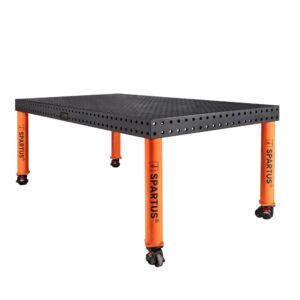 Stół spawalniczy SPARTUS MAXIMUS 3D 2000x1000x100mm | system D16 | 4 nogi z kółkami L=650mm