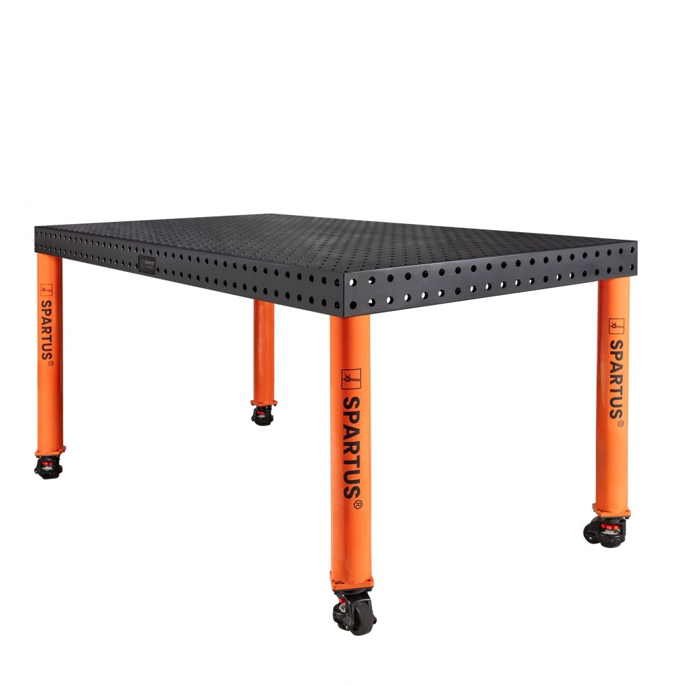 Stół spawalniczy SPARTUS MAXIMUS 3D 2000x1000x100mm | system D16 | 4 nogi z kółkami L=730mm