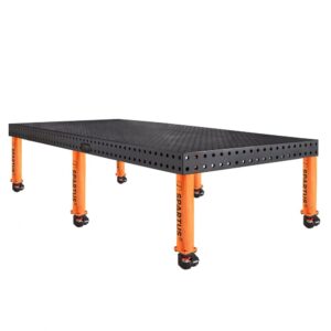 Stół spawalniczy SPARTUS MAXIMUS 3D 2400x1200x100mm | system D16 | 6 nóg z kółkami L=450mm