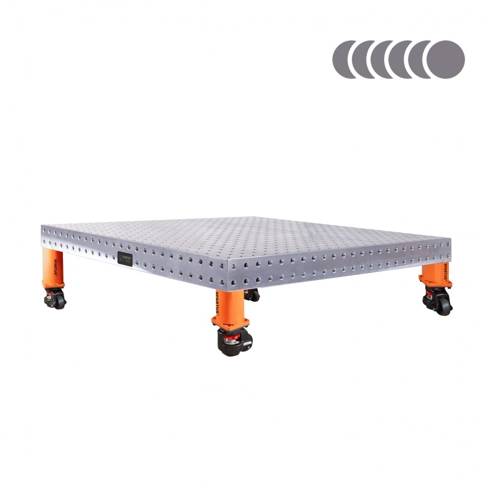 Stół spawalniczy SPARTUS HERMES 3D 1200x1200x100mm | system D16 | 4 nogi z kółkami L=200mm