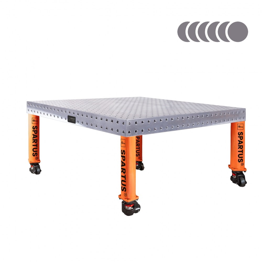 Stół spawalniczy SPARTUS HERMES 3D 1200x1200x100mm | system D16 | 4 nogi z kółkami L=450mm