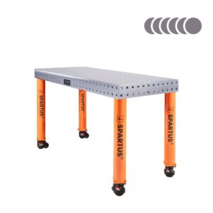 Stół spawalniczy SPARTUS HERMES 3D 1500x600x100mm | system D16 | 4 nogi z kółkami L=730mm