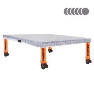 Stół spawalniczy SPARTUS HERMES 3D 1500x1500x100mm | system D16 | 5 nóg z kółkami L=350mm