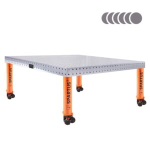 Stół spawalniczy SPARTUS HERMES 3D 1500x1500x100mm | system D16 | 5 nóg z kółkami L=450mm