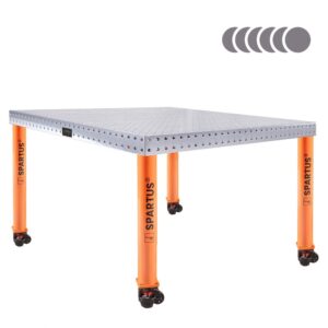 Stół spawalniczy SPARTUS HERMES 3D 1500x1500x100mm | system D16 | 5 nóg z kółkami L=730mm