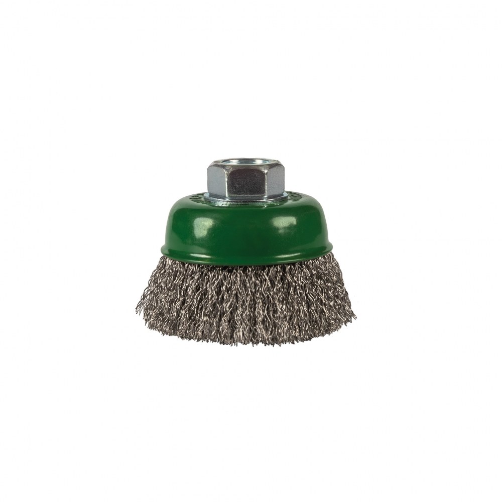 Szczotka doczołowa fi 65mm, drut nierdzewny falisty 0,3mm, gwint M14 - obrazek 2