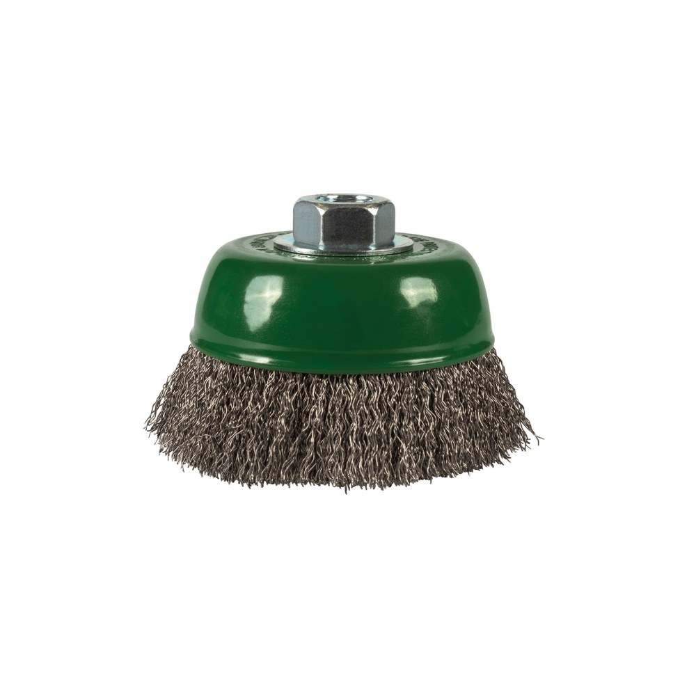 Szczotka doczołowa fi 100mm, drut nierdzewny falisty 0,3mm, gwint M14 - obrazek 2