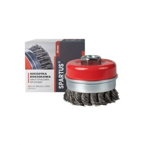 Szczotka doczołowa fi 65mm, drut stalowy splatany 0,5mm, gwint M14