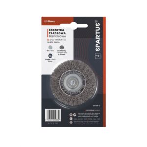 Szczotka tarczowa fi 63mm trzpieniowa, drut stalowy falisty 0,3mm, trzpień 6mm