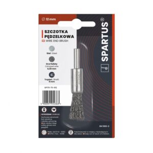 Szczotka pędzelkowa fi 12mm, drut stalowy falisty 0,3mm, trzpień 6mm