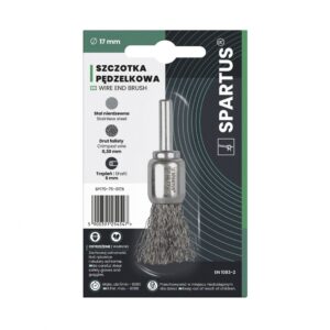 Szczotka pędzelkowa fi 17mm, drut nierdzewny falisty 0,3mm, trzpień 6mm