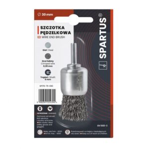 Szczotka pędzelkowa fi 30mm, drut stalowy falisty 0,3mm, trzpień 6mm